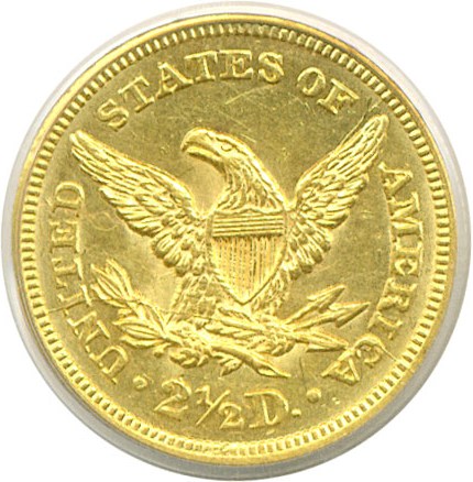 image for: 1845 $2 1/2  PCGS AU58