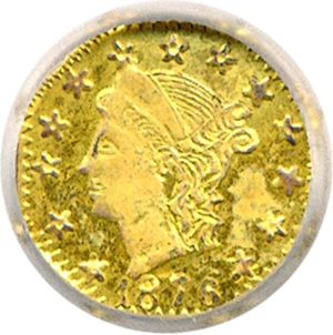 image for: Cal Gold: 1876 25c BG-780 ICG AU58