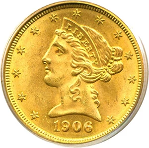 image for: 1906 $5 PCGS MS63