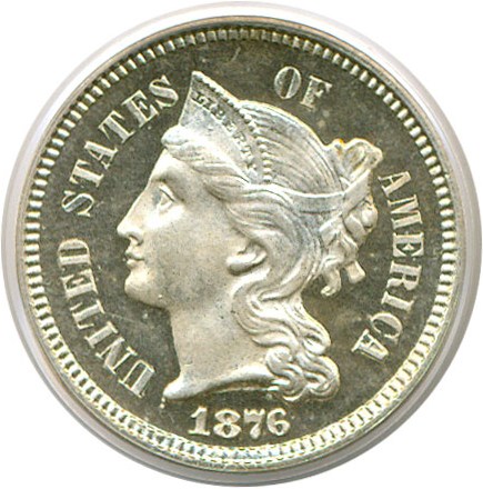 image for: 1876 3cN  PCGS Proof 64 Cameo
