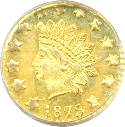 image for: Cal Gold: 1875/3 50c BG-1058 NGC MS62 PL 