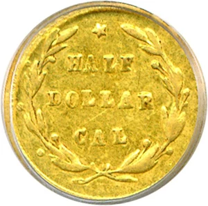 image for: Cal Gold: 1871 50c BG-1027 PCGS AU55