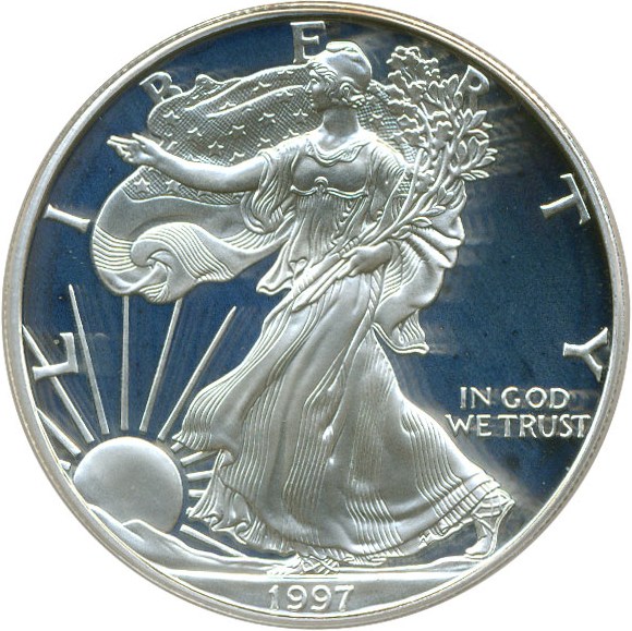 image for: 1997-P $1 Silver Eagle PCGS Proof 69 DCameo