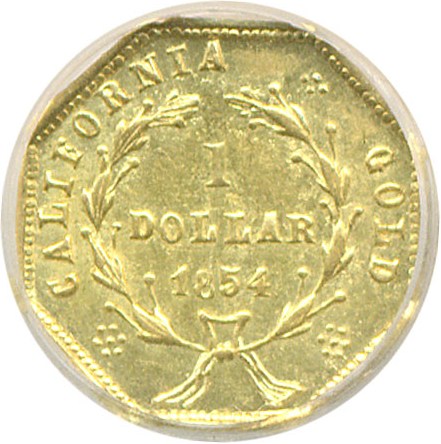 image for: Cal Gold: 1854 $1 BG-532 NGC MS61 