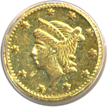 image for: Cal Gold: 1855 25c BG-227 PCGS Genuine
