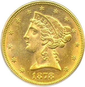 image for: 1878 $5 PCGS MS62
