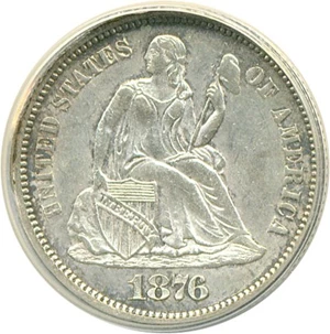 image for: 1876 10c Type 2 Reverse ANACS AU58