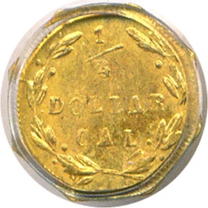 image for: Cal Gold: 1871 25c BG-767 PCGS AU58