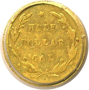 image for: Cal Gold: 1871 50c BG-1027 PCGS AU50