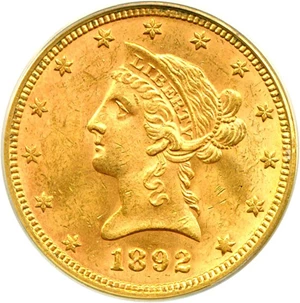 image for: 1892 $10 PCGS MS62
