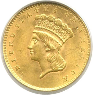image for: 1856 G$1 Slanted 5 PCGS MS63