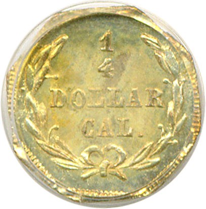 image for: Cal Gold: 1873 25c BG-728 PCGS MS63 