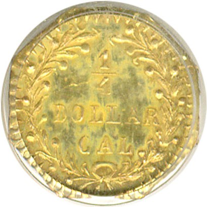 image for: Cal Gold: 1875 25c BG-798 PCGS MS63 