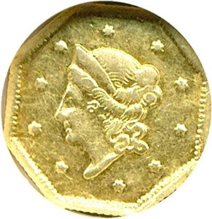 image for: Cal Gold: 1853 $1 BG-505 NGC AU55