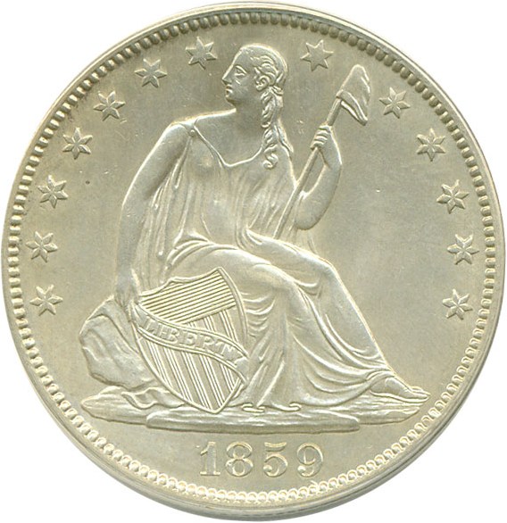 image for: 1859-O 50c  ANACS AU50 Details (Whizzed, WB-102, MPD-002)  