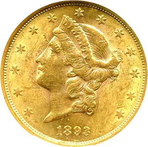 image for: 1893-S $20 NGC MS60