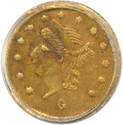 image for: Cal Gold: 1869 25c BG-829 PCGS AU53 