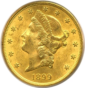 image for: 1899-S $20 PCGS MS62