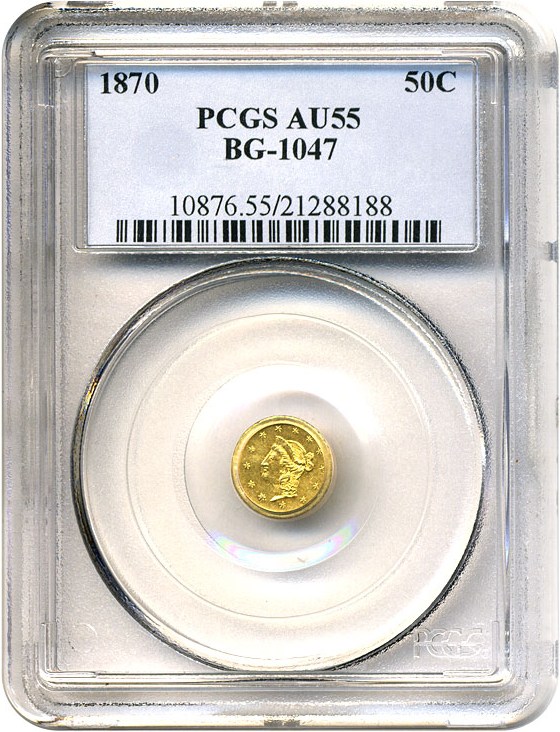 image for: Cal Gold: 1870 50c BG-1047 PCGS AU55 