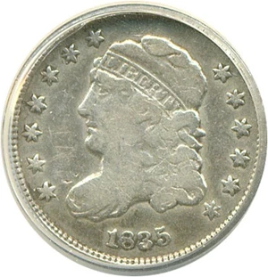 image for: 1835 H10C ANACS VF20 Details (Cleaned, Retained Cud)