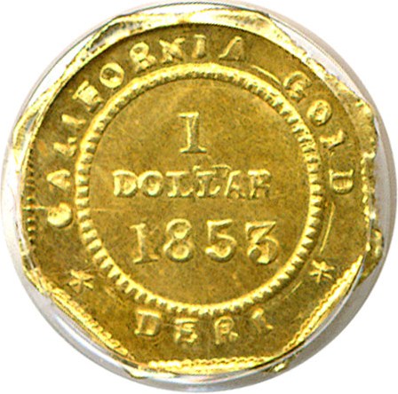 image for: Cal Gold: 1853 $1 BG-518 PCGS MS62 