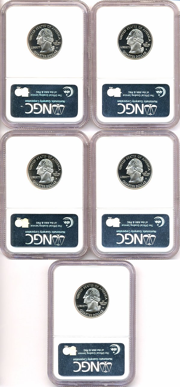 image for: 2006-S 25c State Quarters Proof Set - Clad (5 coins) NGC Proof 70 UCameo