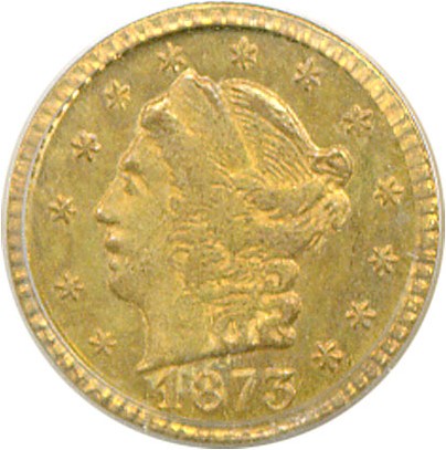 image for: Cal Gold: 1873 25c BG-817 PCGS MS63 