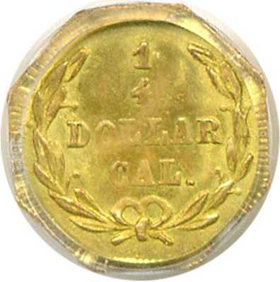 image for: Cal Gold: 1873 25c BG-728 PCGS MS66 