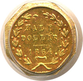 image for: Cal Gold: 1864 50c BG-918 PCGS MS60 *Color*