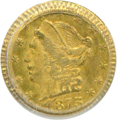 image for: Cal Gold: 1873 25c BG-817 PCGS MS63 