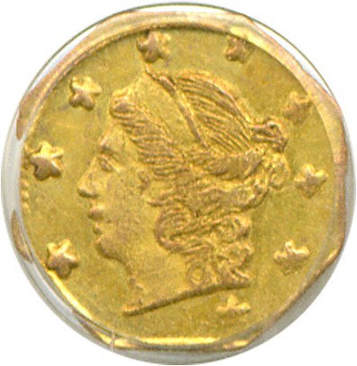 image for: Cal Gold: 1867 25c BG-709 PCGS MS62 
