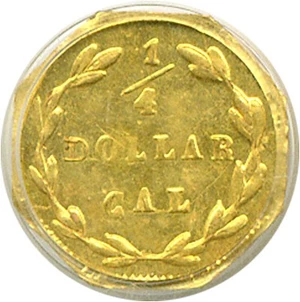 image for: Cal Gold: 1871 25c BG-765 PCGS MS60 OGH