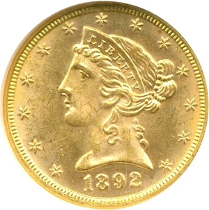 image for: 1892 $5 NGC MS63
