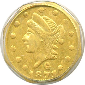 image for: Cal Gold: 1871 25c BG-767 PCGS MS61