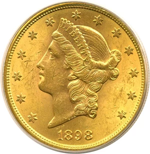 image for: 1898-S $20 PCGS MS62