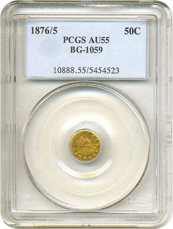 image for: Cal Gold: 1876/5 50c BG-1059 PCGS AU55 