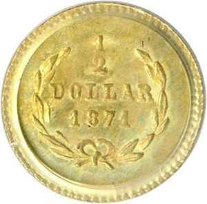 image for: Cal Gold: 1871 50c BG-1011 PCGS MS65