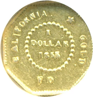 image for: Cal Gold: 1855/4 $1 BG-511 NGC AU58