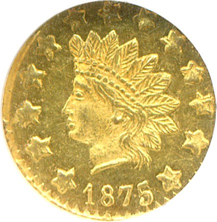 image for: Cal Gold: 1875/3 50c BG-1058 NGC MS62 PL 
