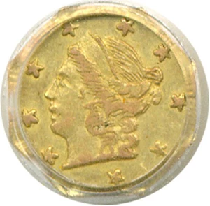image for: Cal Gold: 1870 25c BG-713 PCGS AU58