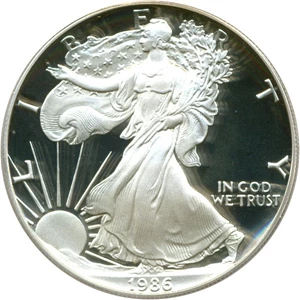 image for: 1986-S $1 Silver Eagle PCGS Proof 69 DCameo