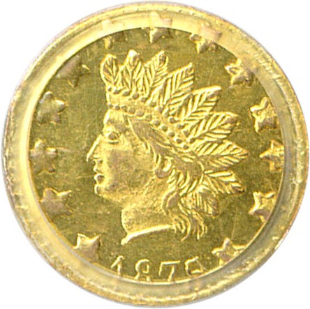 image for: Cal Gold: 1875/3 50c BG-1058 PCGS MS62 