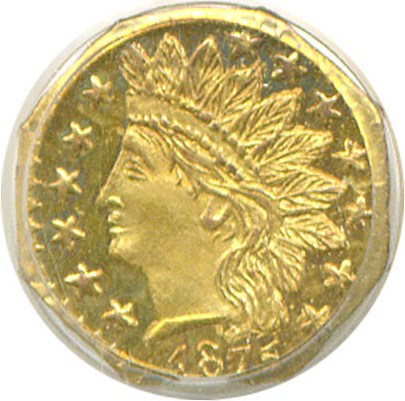 image for: Cal Gold: 1875 25c BG-798 PCGS MS63 