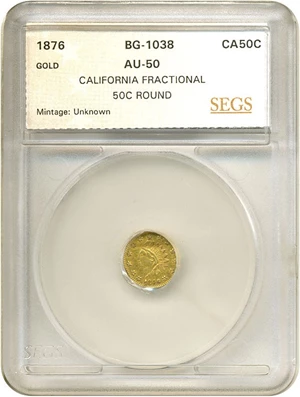 image for: Cal Gold: 1876 50c BG-1038 SEGS AU50