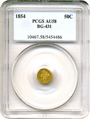 image for: Cal Gold: 1854 50c BG-431 PCGS AU58