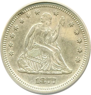 image for: 1877-S/S 25c S/Horiz S ANACS XF45 Details (Scratched)