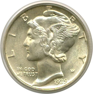 image for: 1939-D 10c PCGS MS66 FB