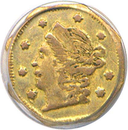 image for: Cal Gold: 1859 25c BG-702 PCGS AU58 