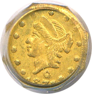 image for: Cal Gold: 1871 25c BG-767 PCGS AU58