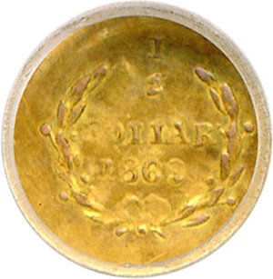 image for: Cal Gold: 1869 50c BG-1009 ICG AU55